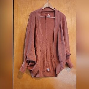 SO Waffle Knit Cotton Blend Open Cardigan